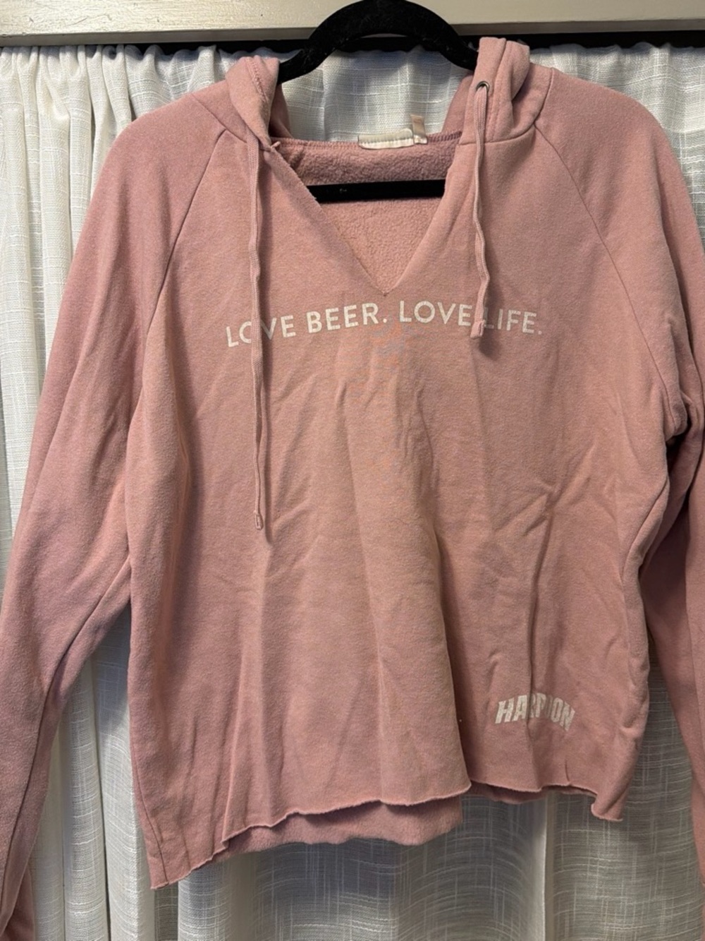 Harpoon Pink Hooded Women's Sweatshirt - "Love Beer. Love Life."